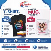 T shirt and Mug Printing Rs. 50/- only | Online Printing Service | Cus