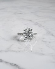 Oval Diamond Engagement Ring With 3ct Oval Lotus Head Diamond Band